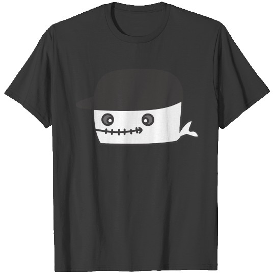 whale with cute black hat T-shirt