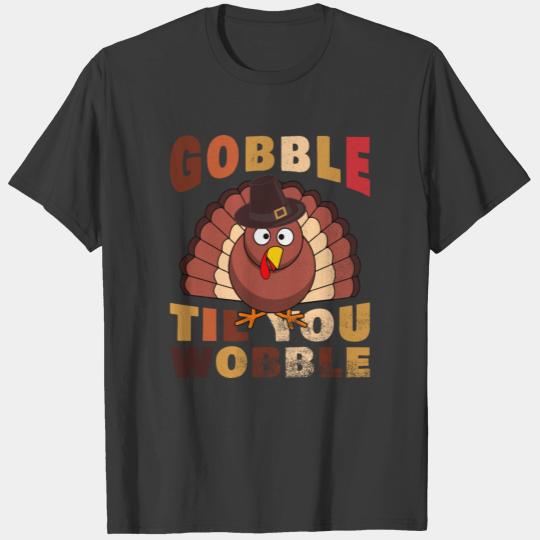 Gobble Til You Wobble Funny Vintage Thanksgiving T-shirt