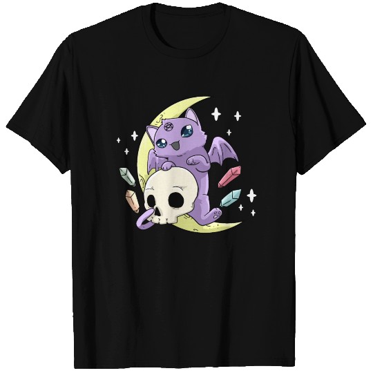 Pastel Goth Cat Skull Moon T-shirt