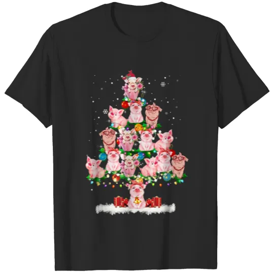 Discover Cute pig christmas tree T-shirt
