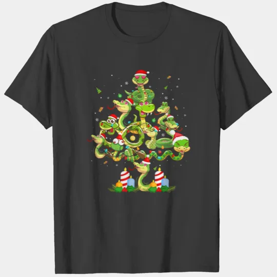 Discover Cute snake chrismas tree T-shirt