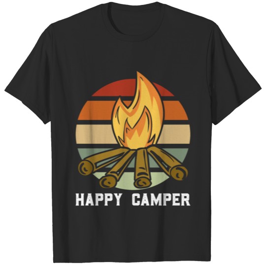 happy camper campfire camping saying T-shirt