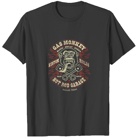 Gas Monkey Garage Crossed Pistons Ribbon Log 3778 T-shirt