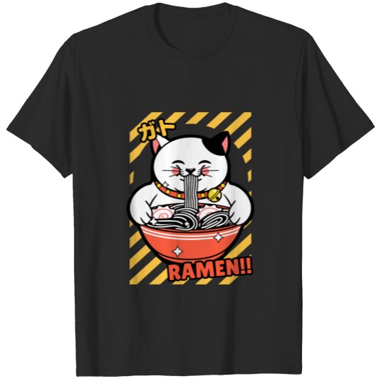 Cute Spread Love Lucky Cat from Japan Eating Ramen T-shirt