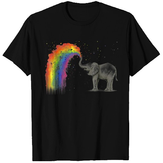 Elephant Spraying Rainbow T shirt Baby Elephant W T-shirt