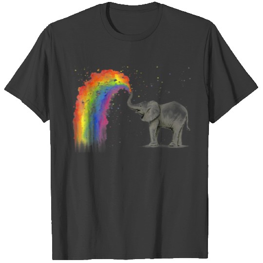Elephant Spraying Rainbow T shirt Baby Elephant W T-shirt