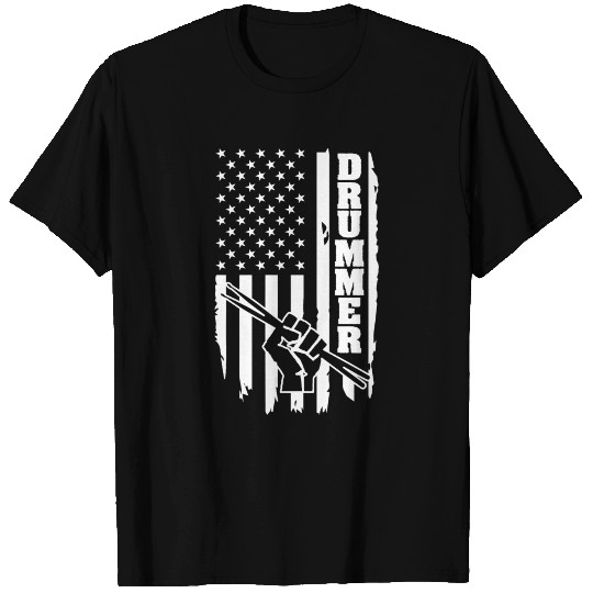 Drummer American Flag USA T-shirt