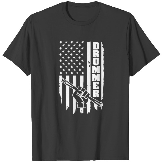 Drummer American Flag USA T-shirt