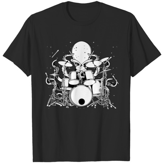 Discover Octopus Playing Drums Drummer Musician Band Tee T-shirt