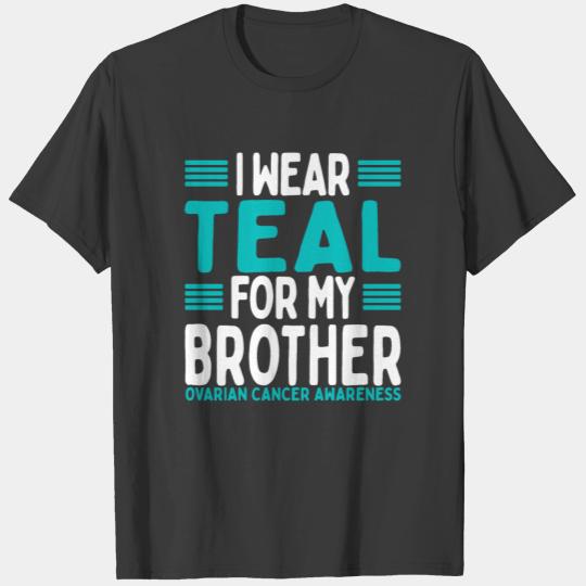 Teal Sibling Twin Ovarian Cancer Awareness Brother T-shirt