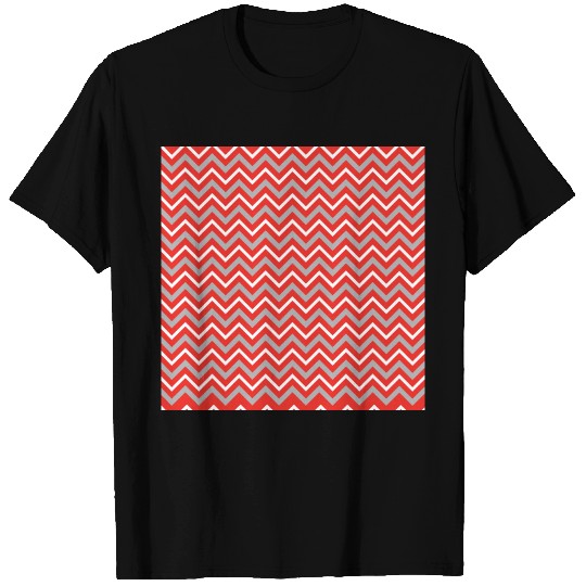 Zig Zag Lines Red White Gray Creative Stripes T-shirt
