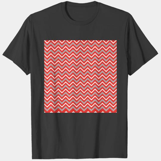 Zig Zag Lines Red White Gray Creative Stripes T-shirt