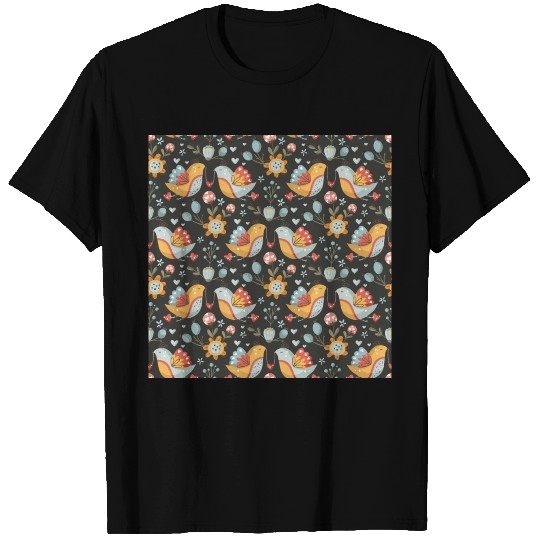 Birds Flowers Bohemian Love Pattern T-shirt