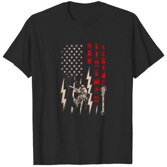 Dad Lineman Legend Distressed Flag Patriotic Gift T-shirt