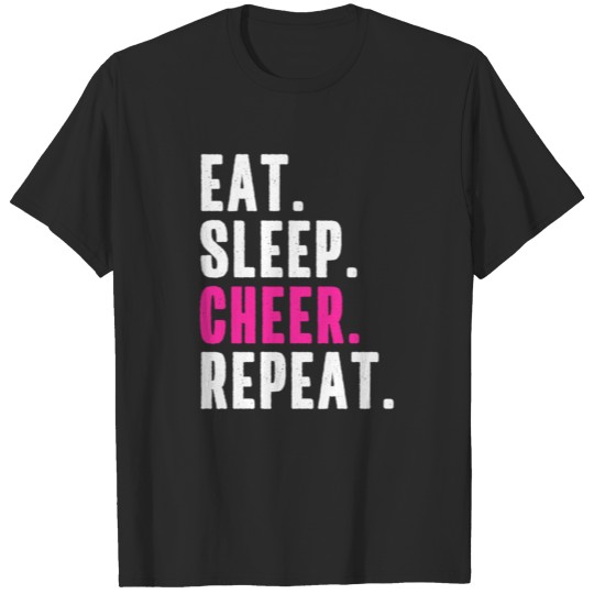 Discover Eat Sleep Cheer Repeat Cheerleading Cheerleader T-shirt