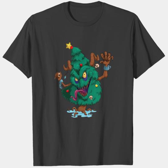 Evil Christmas Tree Scary Zombie Xmas Tree Krampus T-shirt