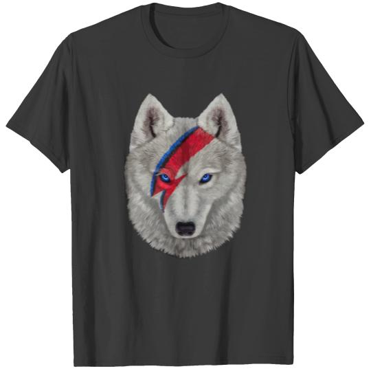 Polar Wolf Face Painted With Red Lightning Bolt T-shirt