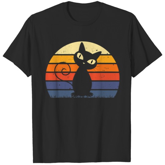 Discover Black Cat Vintage Retro Style Cats Lover T-shirt