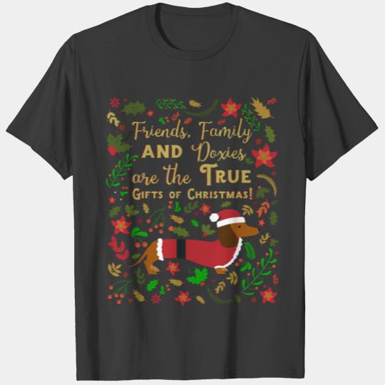 Friends Family Doxies Xmas Tshirt For Dachshund Lo T-shirt