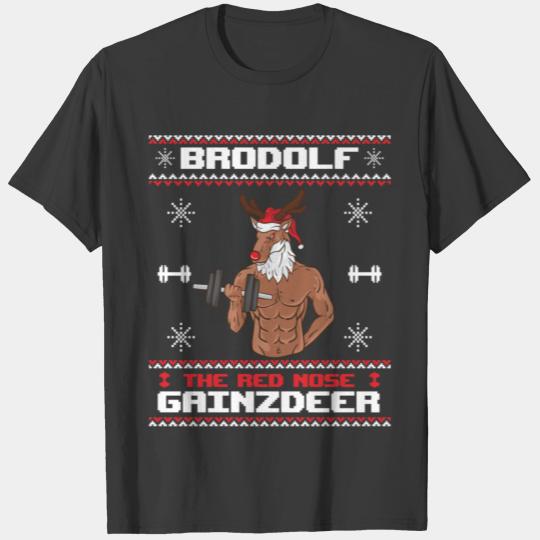 Brodolf The Red Nose Gainzdeer Gym Workout T-shirt
