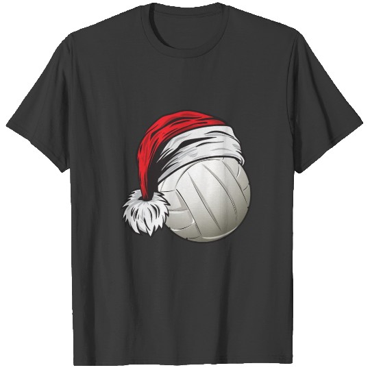 Discover Christmas Volleyball Ball With Santa Hat Funny T-shirt