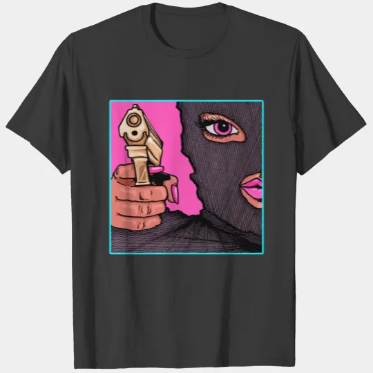 Woman Gun Stick Up Miami Vice T-shirt