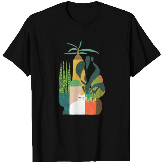 Cat and plants T-shirt