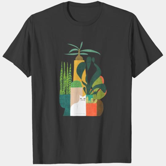 Cat and plants T-shirt