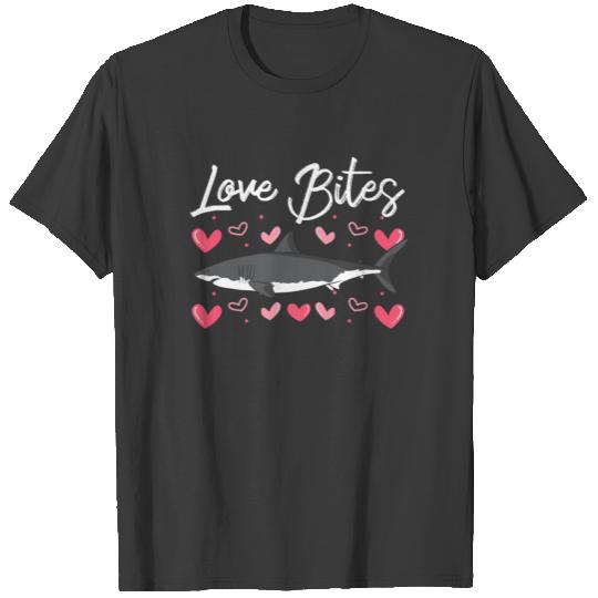 Love Bites Shark Valentines Day Hearts Day Ocean T-shirt