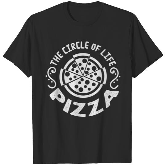 Pizza The Circle of Life Retro White T shirt T-shirt