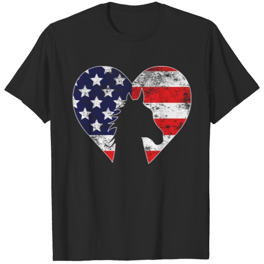 Discover Patriotic Horse, Heart and American Flag for Eques T-shirt