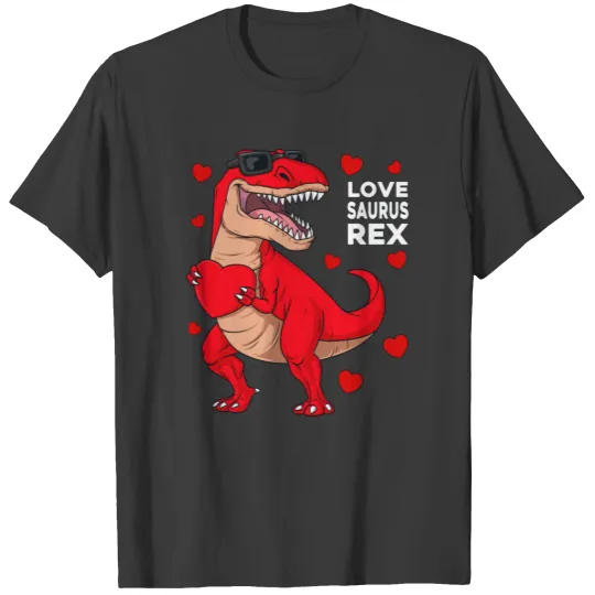 Valentines Day Lovesaurus T Rex Dinosaur Heart Boy T-shirt