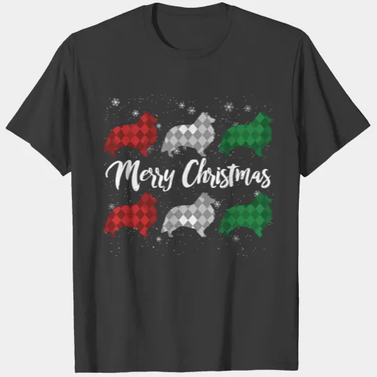 Sheltie Shetland Sheepdog Merry Christmas Argyle D T-shirt