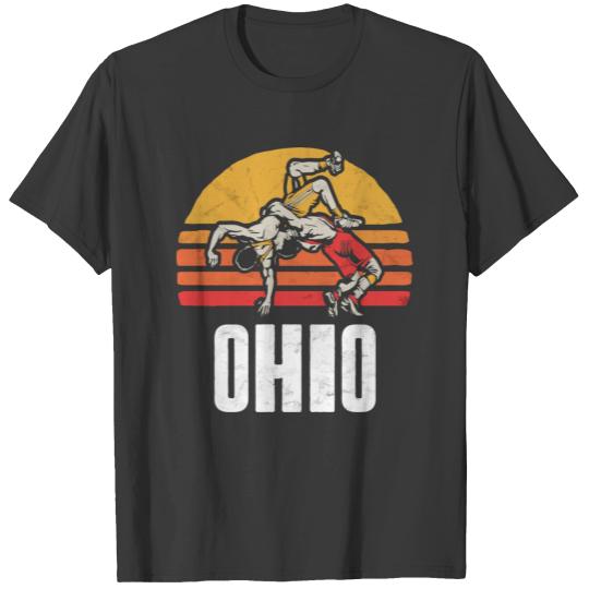 Ohio Vintage Wrestling Retro Wrestlers And Sun Gra T-shirt