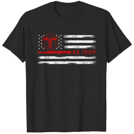 Discover US Flag Patriotic ER TEchnician T-shirt