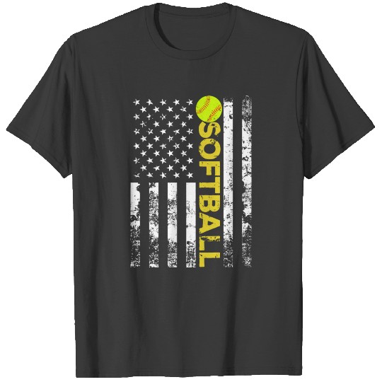 American Flag Softball Team Hoodie T-shirt