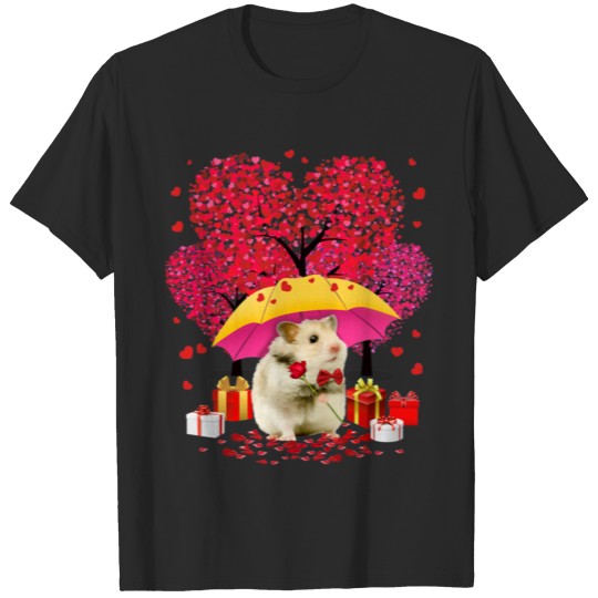 Discover Hamster Valentines Day Three Tree And Raining Hear T-shirt