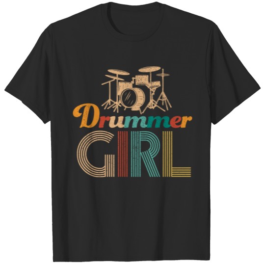 Drummer Girl Drumming Musician Rock Band Metal Mus T-shirt