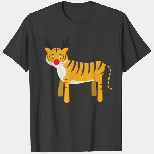 xmas tiger rudolph reindeer T-shirt