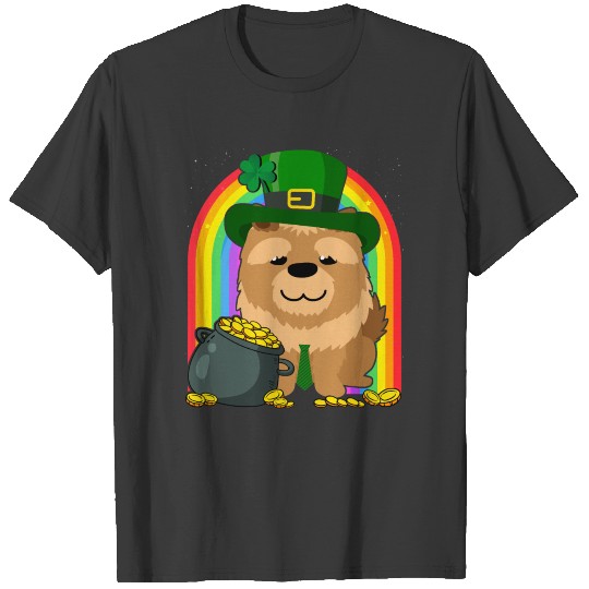 Chow Chow Rainbow Irish Clover St Patrick Day Dog T-shirt