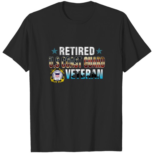 Retired US Coast Guard Veteran American Flag T-shirt