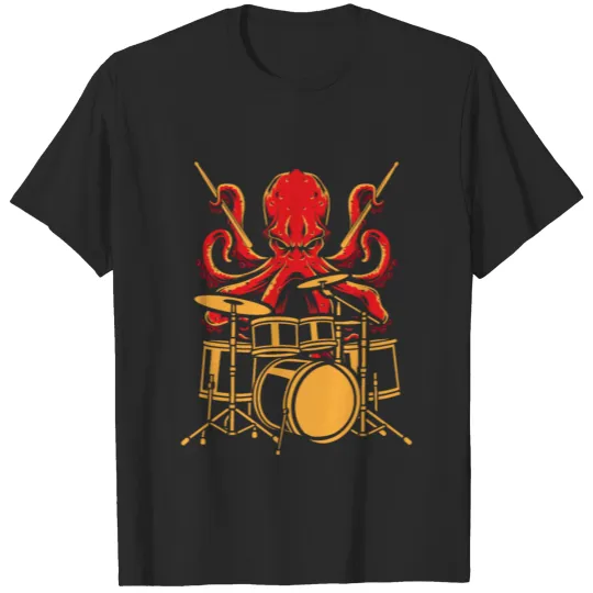 Discover Octopus Drummer Drumset Musician Rock Music Band M T-shirt
