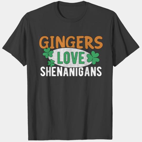Gingers Love Shenanigans Funny Red Hair Irish St P T-shirt