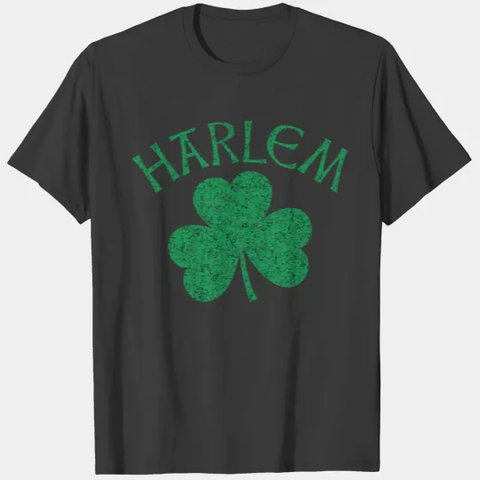 Harlem Irish Shamrock Distressed Kelly Green Print T-shirt