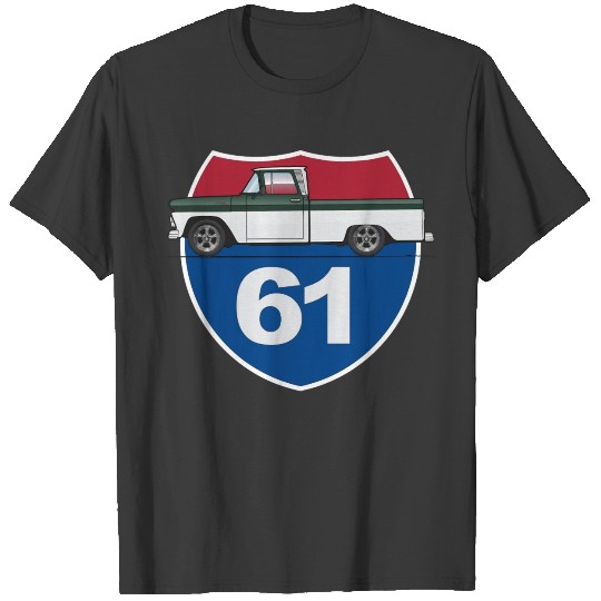 61 Road Sign Dark Green and White T-shirt