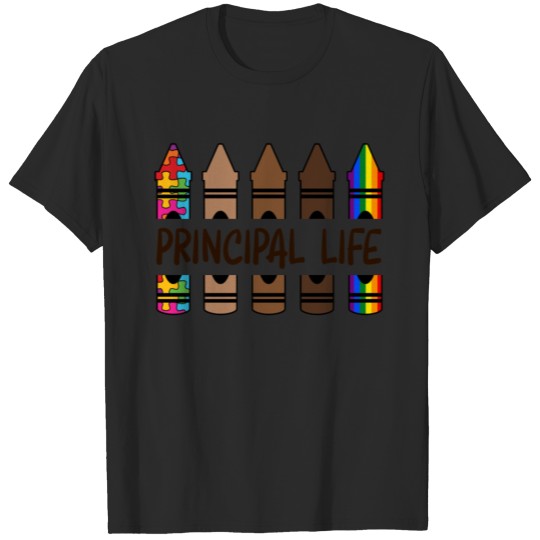 Discover Principal Life Pencil Autism Melanin Rainbow T-shirt