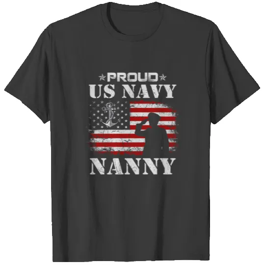 US Navy Proud Nanny American Flag Veterans Day T-shirt
