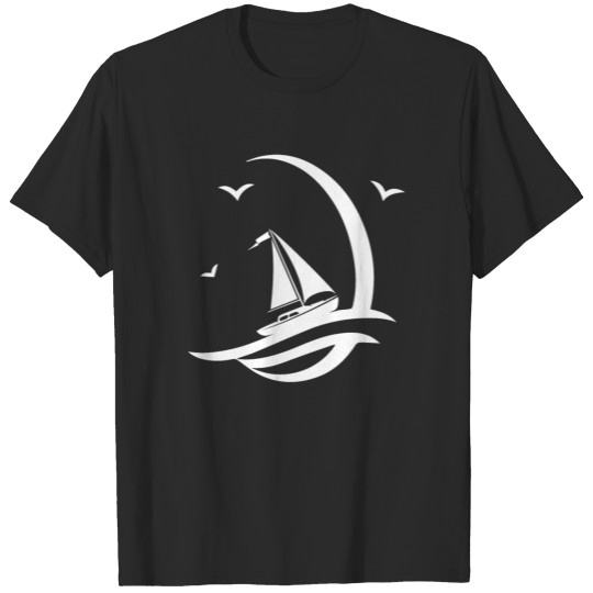 Discover Line Art Sailboats On Open Water Nautical T-shirt