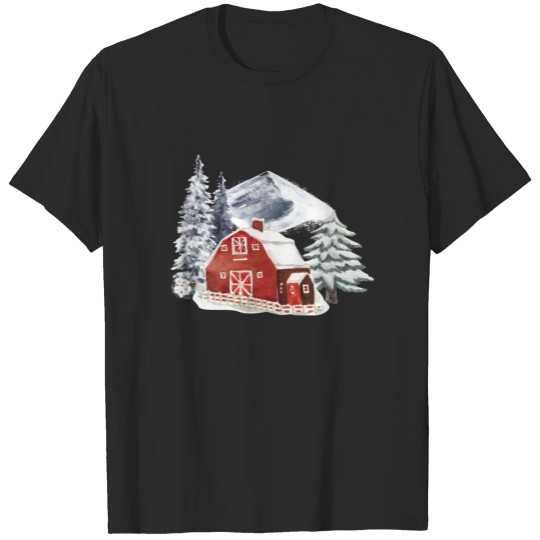 Discover Winter Red Barn T-shirt