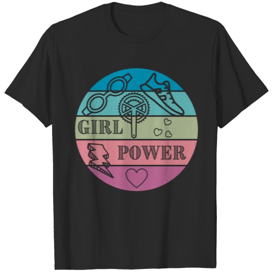 Discover Triathlon - Girl Power - Vintage Sunset Rainbow T-shirt